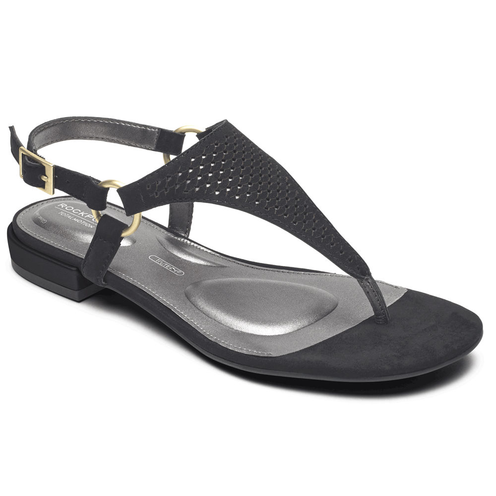 Rockport Singapore Womens Sandals - Total Motion Zosia Thong Black - WT7061824